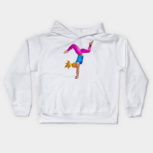 Blonde Girl Doing Handstand Kids Hoodie